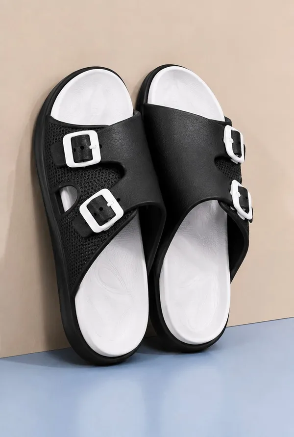 Voolio_Men_S_Black_White_Adjustable_Comfort_Sandals