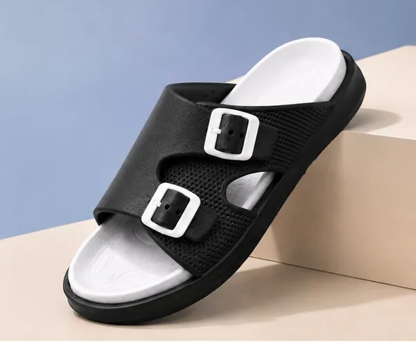 Voolio_Men_S_Black_White_Adjustable_Comfort_Sandals