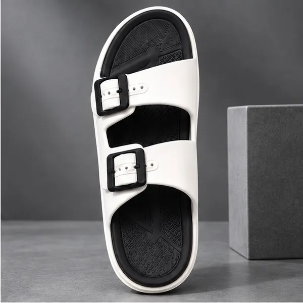VOOLIO_Men’s_Double_Strap_Buckle_Slides_–_Premium_White_&_Black_Comfort_Sandals