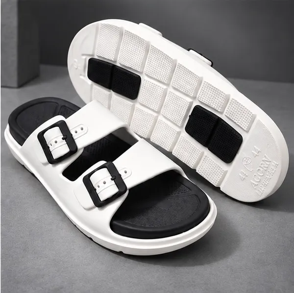 VOOLIO_Men’s_Double_Strap_Buckle_Slides_–_Premium_White_&_Black_Comfort_Sandals