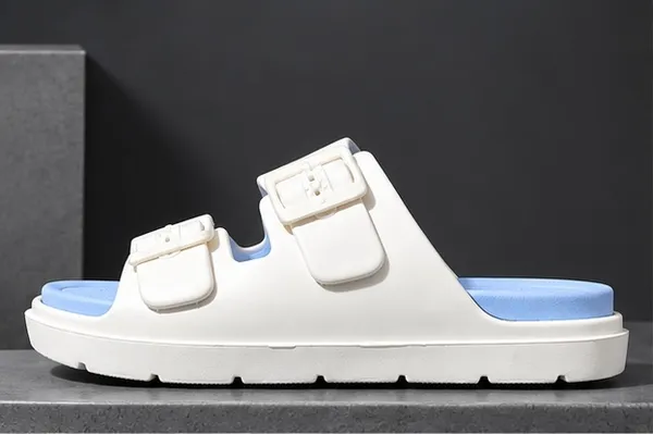 VOOLIO_Men’s_Double_Strap_Buckle_Slides_–_White_&_Sky_Blue_Comfort_Sandals