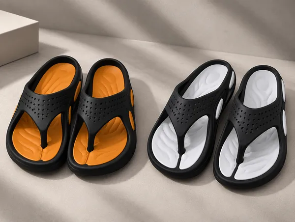 Voolio_Men's_Black_&_White_+_Black_&_Tan_Comfort_Flip_Flops_Duo