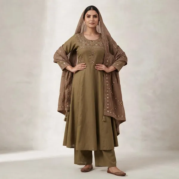 Olive_Cotton_Embroidered_Ethnic_Suit_Set_For_Women