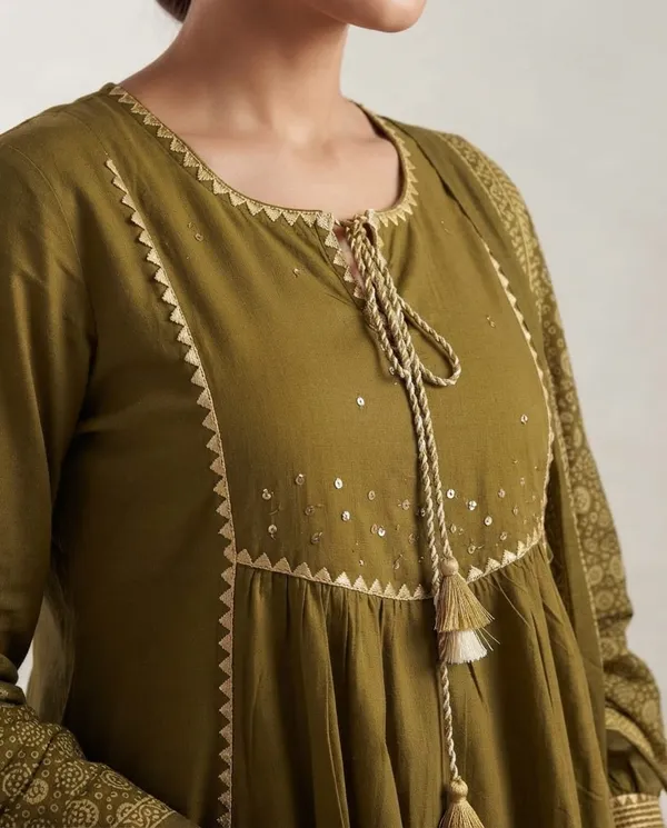 Olive_Green_Mal_Cotton_Printed_Kurta_Set_For_Women