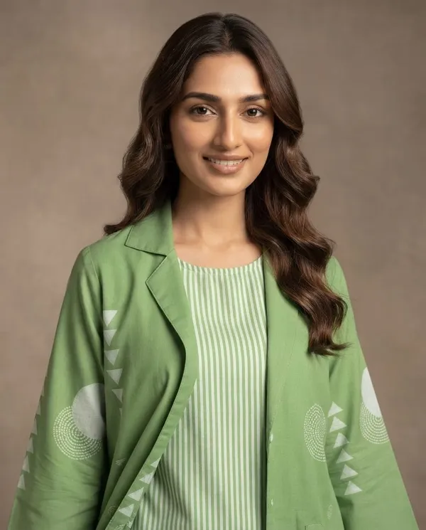 Green_Cotton_Printed_Layered_Kurta_Set_For_Women
