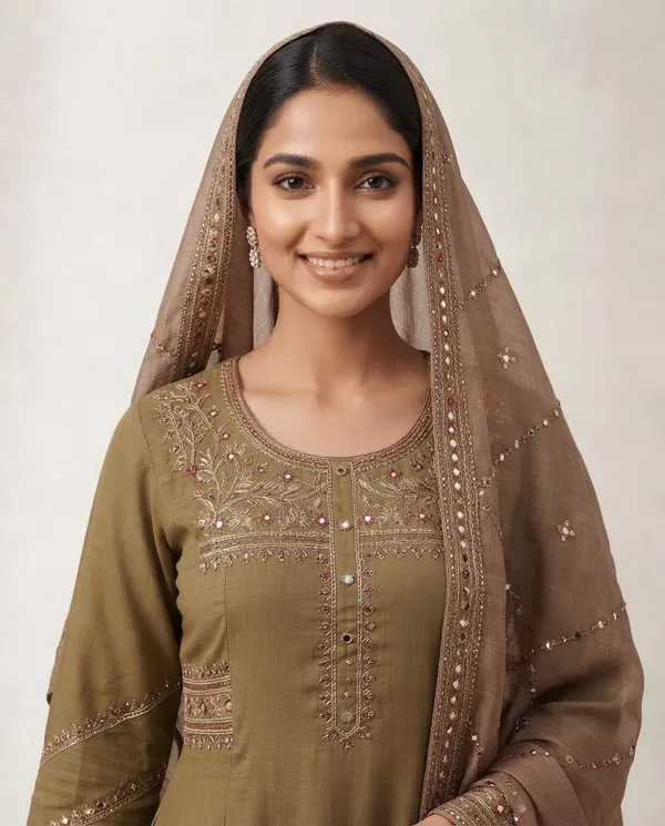 Olive_Cotton_Embroidered_Ethnic_Suit_Set_For_Women