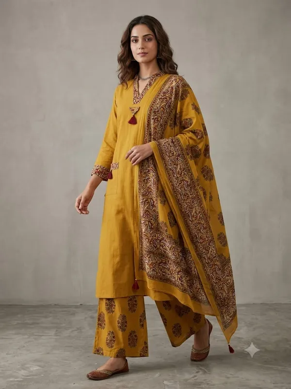 Mustard_Printed_Straight_Kurta_Palazzo_Set_For_Women