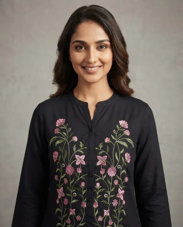 Black_Embroidered_Straight_Kurta_Set_for_Women