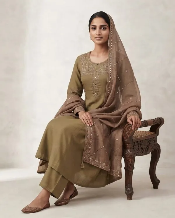 Olive_Cotton_Embroidered_Ethnic_Suit_Set_For_Women