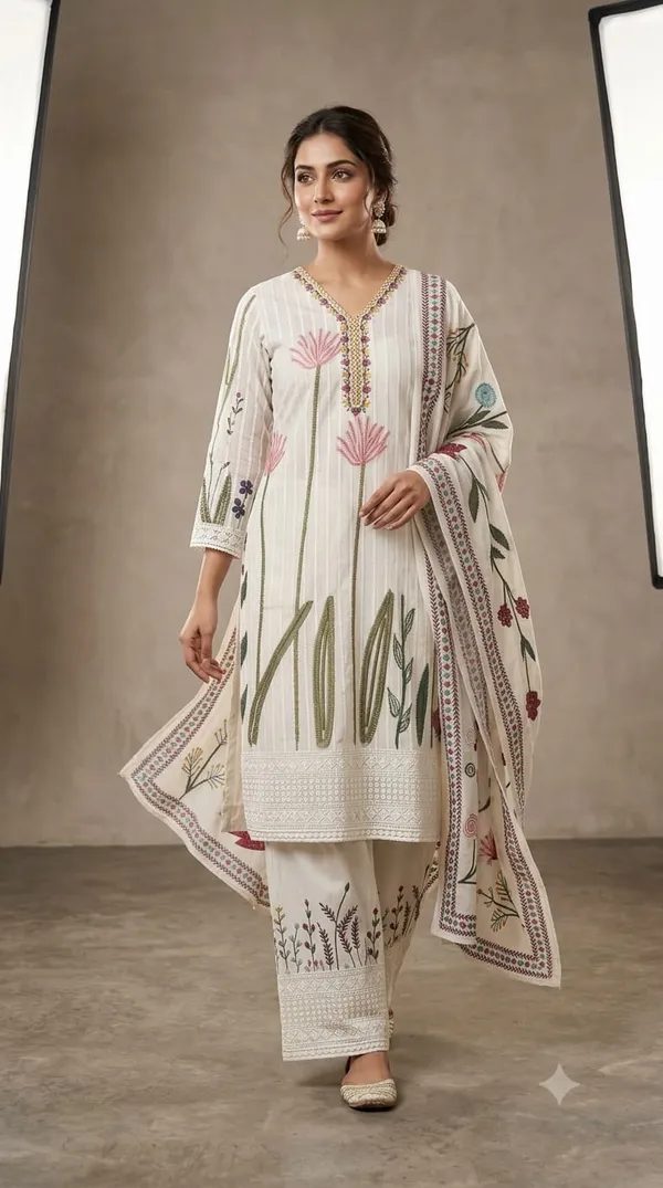 Cream_Lakhnavi_Printed_Straight_Kurta_Set_For_Women