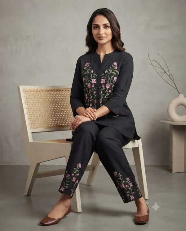 Black_Embroidered_Straight_Kurta_Set_for_Women