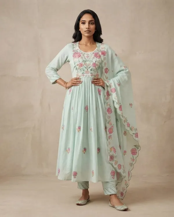 Mint_Green_Embroidered_Anarkali_Suit_Set_For_Women