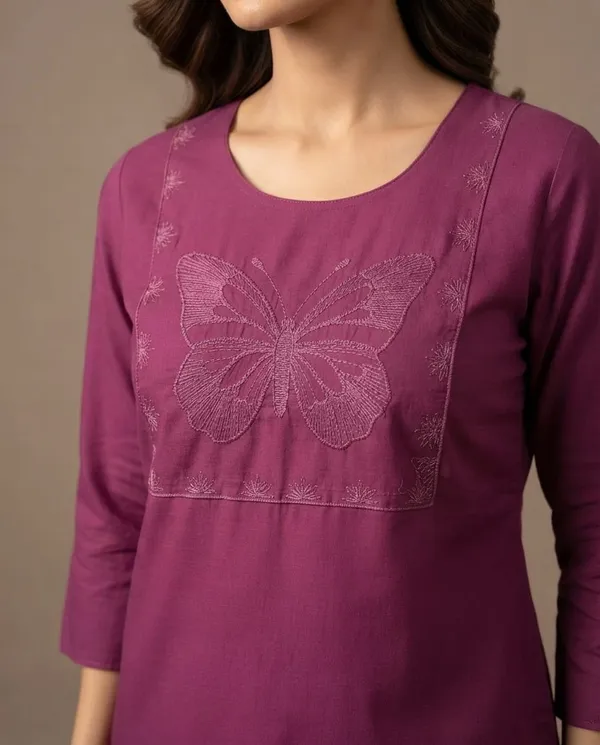 Plum_Cotton_Embroidered_Straight_Kurta_Pant_Set_For_Women