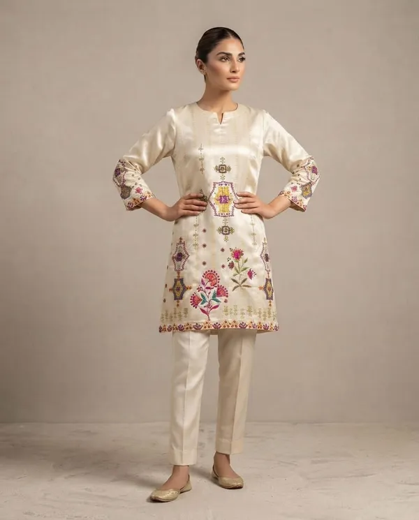 Cream_Pure_Gaji_Embroidered_Straight_Kurta_Set_For_Women