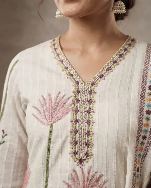 Cream_Lakhnavi_Printed_Straight_Kurta_Set_For_Women