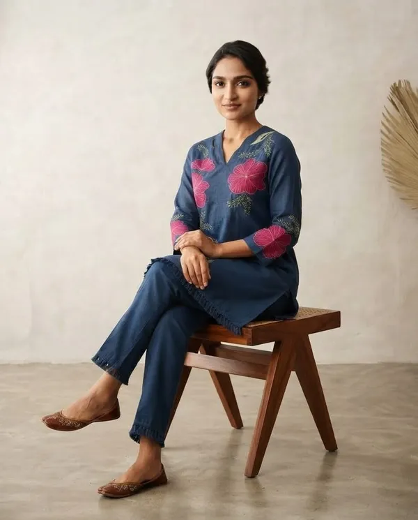 Blue_Floral_Embroidered_Straight_Kurta_For_Women
