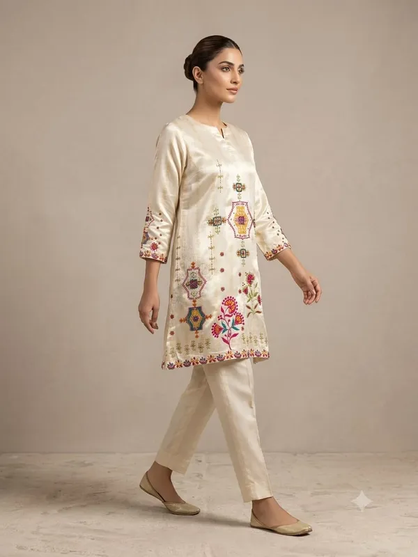 Cream_Pure_Gaji_Embroidered_Straight_Kurta_Set_For_Women