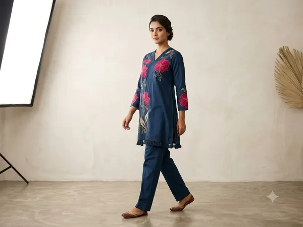 Blue_Floral_Embroidered_Straight_Kurta_For_Women