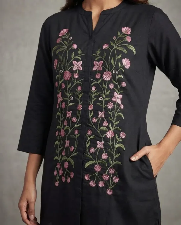 Black_Embroidered_Straight_Kurta_Set_for_Women