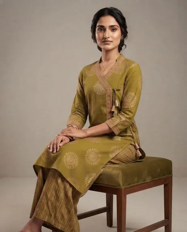 Olive_Cotton_Printed_Straight_Kurta_Set_For_Women