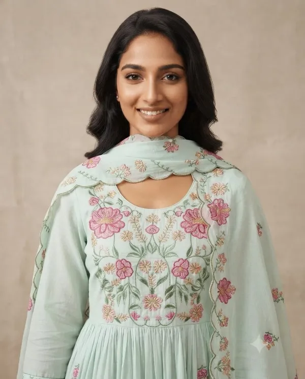 Mint_Green_Embroidered_Anarkali_Suit_Set_For_Women