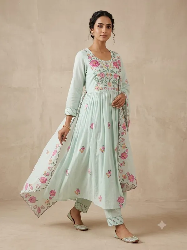 Mint_Green_Embroidered_Anarkali_Suit_Set_For_Women