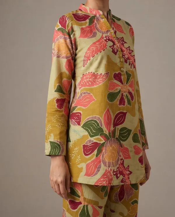 Mustard_Floral_Print_Straight_Kurta_Set_for_Women