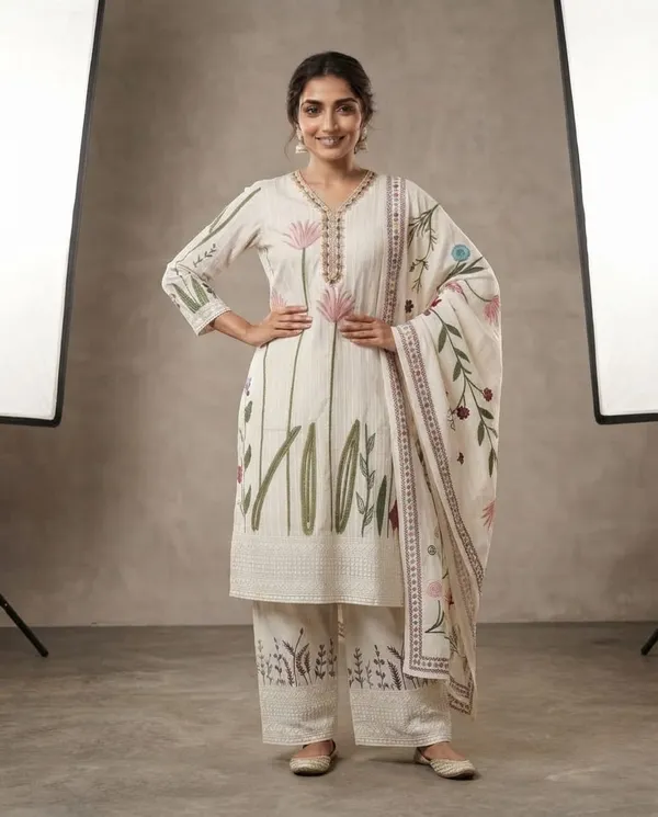 Cream_Lakhnavi_Printed_Straight_Kurta_Set_For_Women