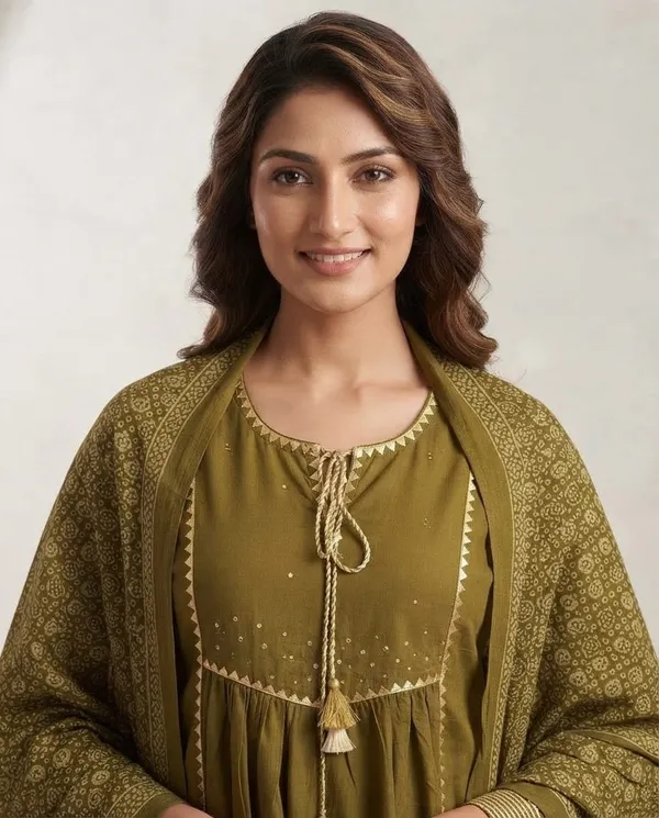 Olive_Green_Mal_Cotton_Printed_Kurta_Set_For_Women