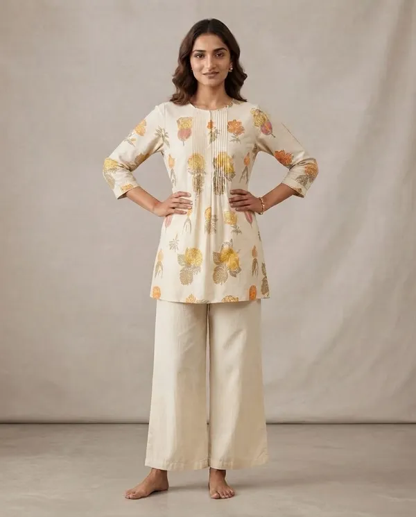 Cream_Floral_Print_Kurta_Set_for_Women