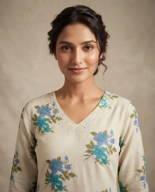 Cream_Floral_Print_Kurta_Set_for_Women