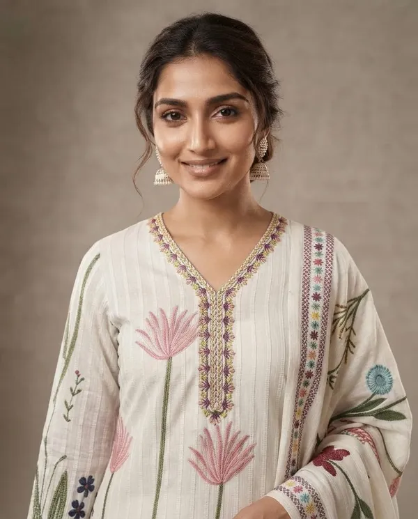 Cream_Lakhnavi_Printed_Straight_Kurta_Set_For_Women