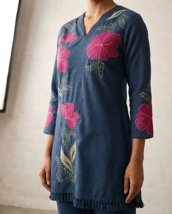 Blue_Floral_Embroidered_Straight_Kurta_For_Women