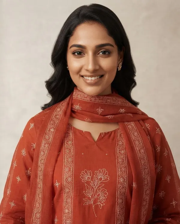 Rust_Cotton_Floral_Print_Straight_Kurta_Set_For_Women