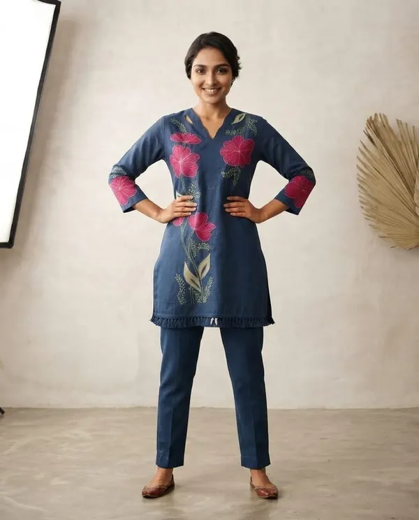 Blue_Floral_Embroidered_Straight_Kurta_For_Women