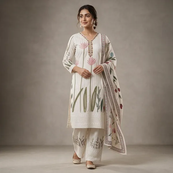Cream_Lakhnavi_Printed_Straight_Kurta_Set_For_Women