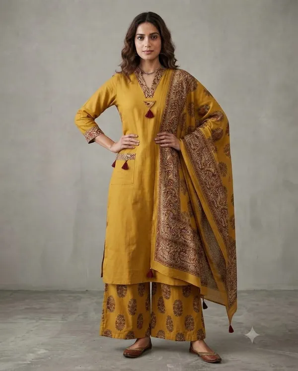 Mustard_Printed_Straight_Kurta_Palazzo_Set_For_Women