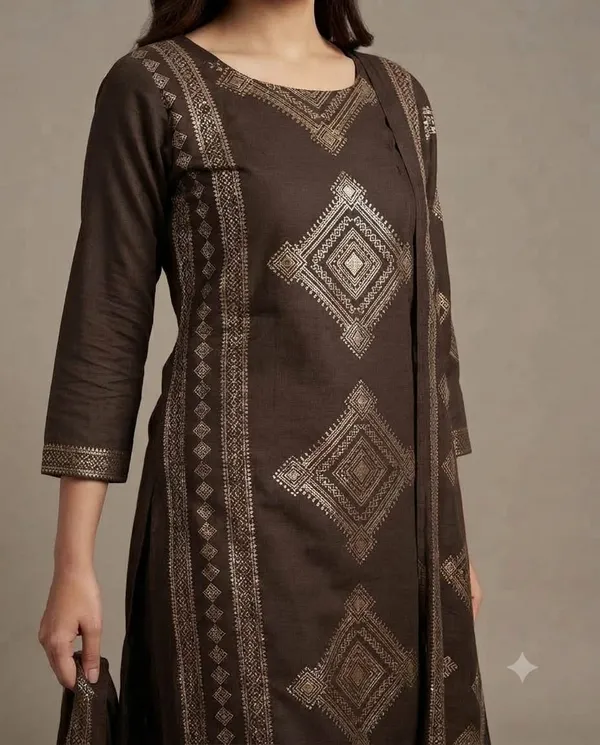 Brown_Mal_Cotton_Printed_Kurta_Set_For_Women