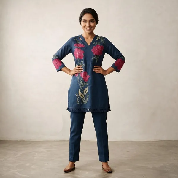 Blue_Floral_Embroidered_Straight_Kurta_For_Women