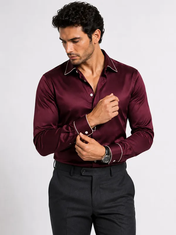 Windsor_Wine_Piping_Premium_Soft_Satin_Party_Shirt