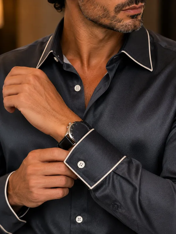 Graphite_Piping_Premium_Soft_Satin_Party_Shirt