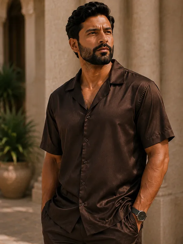 Signature_Satin_Cuban_Shirt-Chocolate_Brown