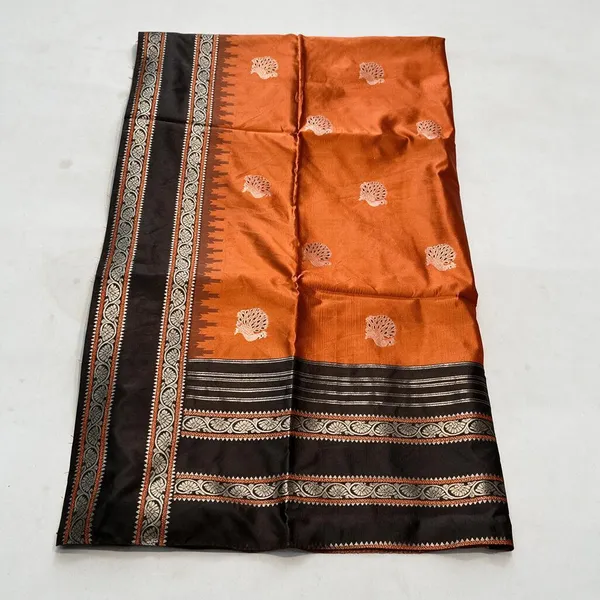 Orange_Black_Traditional_Silk_And_Polyster_Saree_For_Women