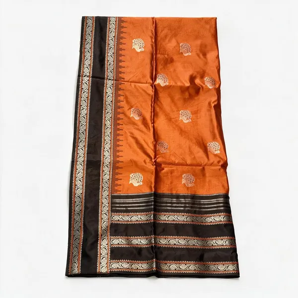 Orange_Black_Traditional_Silk_And_Polyster_Saree_For_Women