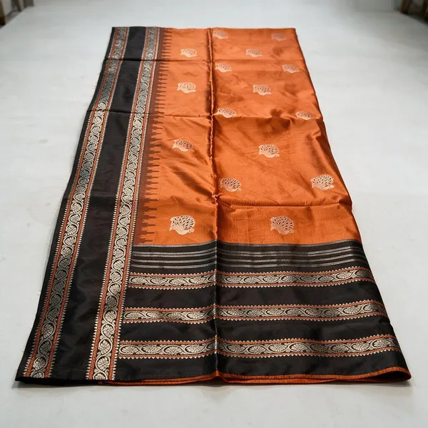 Orange_Black_Traditional_Silk_And_Polyster_Saree_For_Women