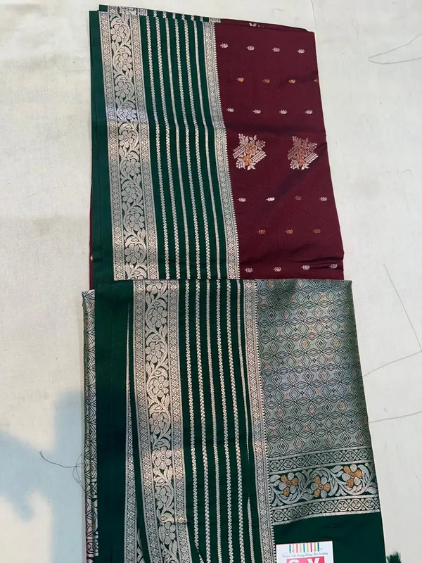 Maroon_Woven_Zari_Border_Saree_For_Women