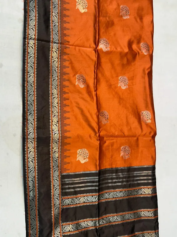 Orange_Black_Traditional_Saree_for_Women