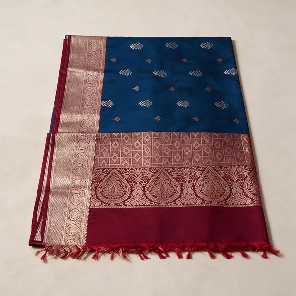 Blue_Silk_And_Polyster_Traditional_Saree_For_Women