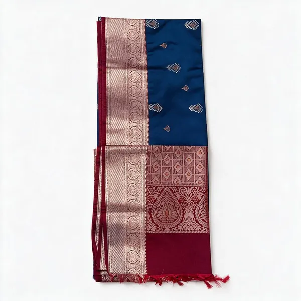 Blue_Silk_And_Polyster_Traditional_Saree_For_Women