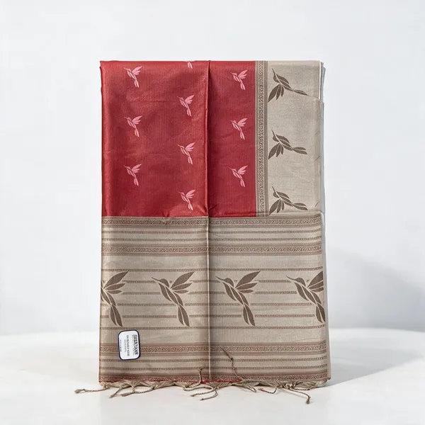 Red_Printed_Floral_Silk_And_Polyster_Saree_For_Women